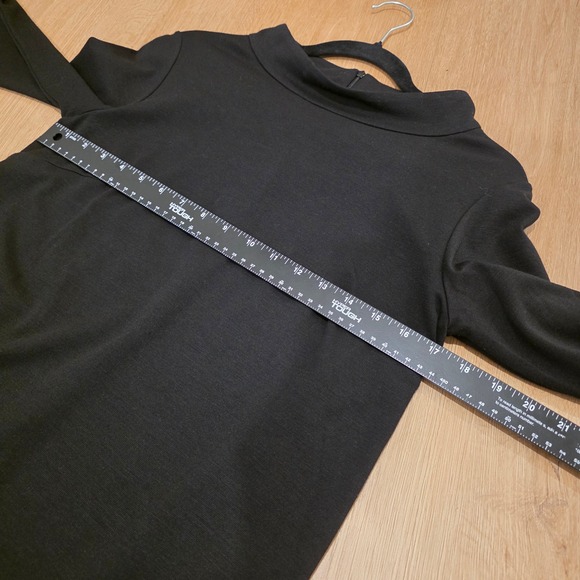 FUZZI Mock Neck Long Sleeve Mini Dress Small Black With Pockets Made in Italy - Picture 8 of 11